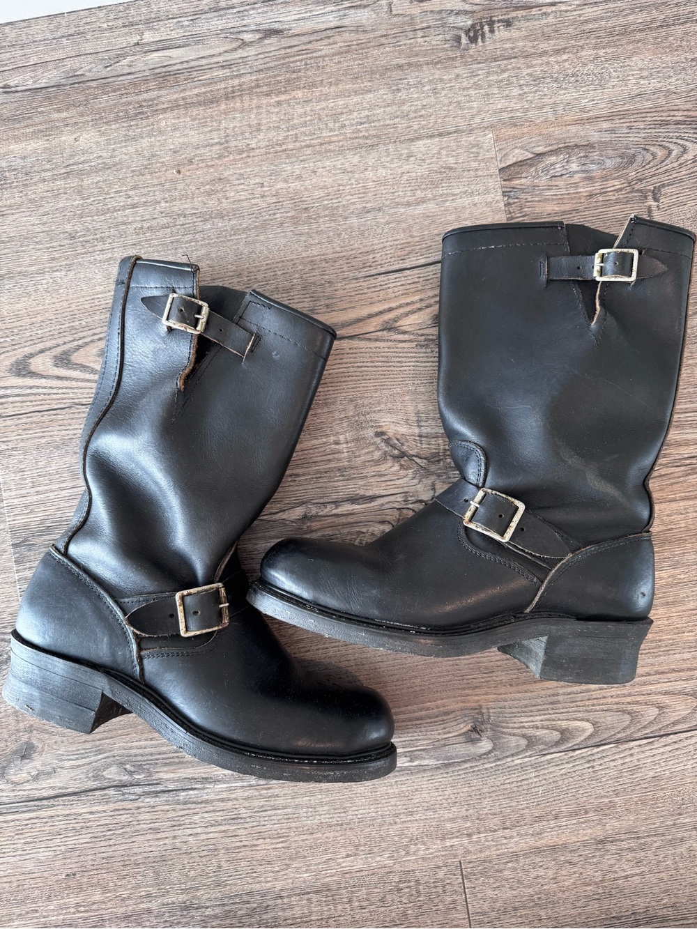 Vintage Black Leather Moto Boots